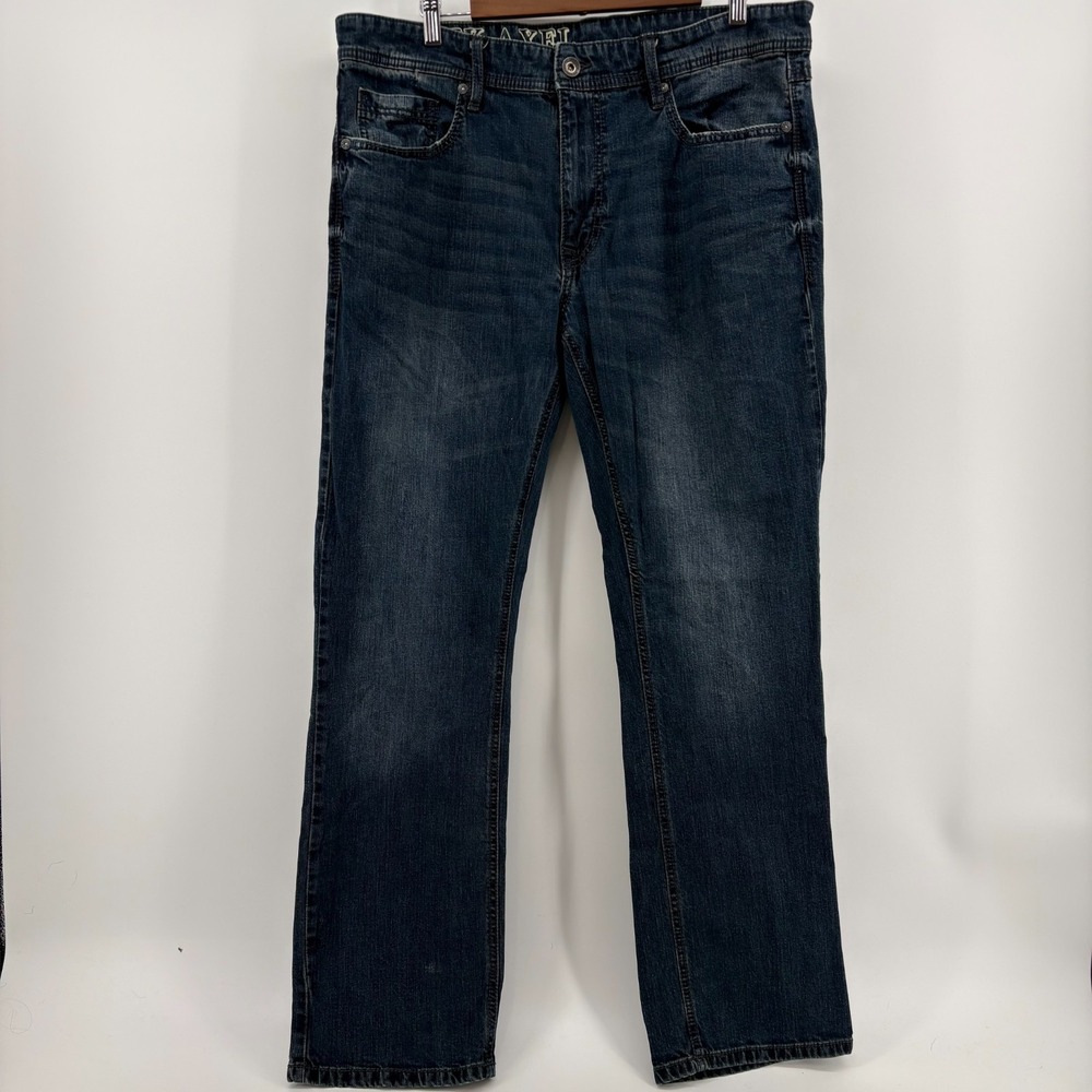 TK Axel Straight Leg Jeans Mens Blue Whiskered Denim Classic 5-Pocket 36x31